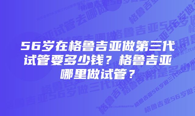 56岁在格鲁吉亚做第三代试管要多少钱？格鲁吉亚哪里做试管？