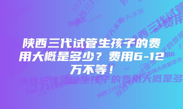 陕西三代试管生孩子的费用大概是多少？费用6-12万不等！