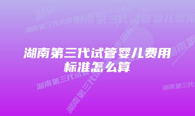 湖南第三代试管婴儿费用标准怎么算