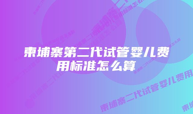 柬埔寨第二代试管婴儿费用标准怎么算