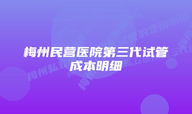 梅州民营医院第三代试管成本明细