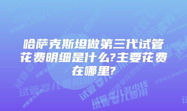 哈萨克斯坦做第三代试管花费明细是什么?主要花费在哪里?