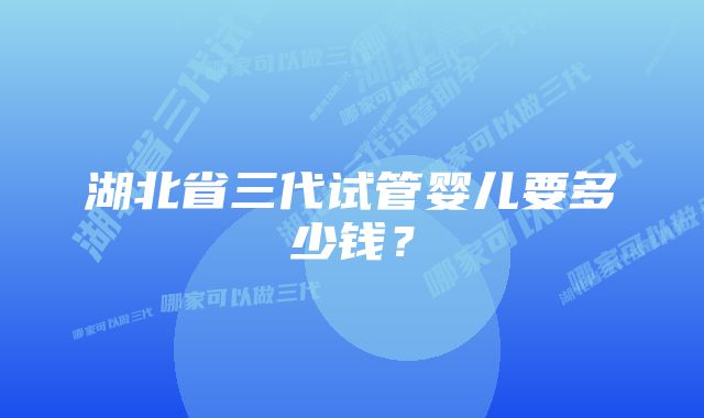 湖北省三代试管婴儿要多少钱？