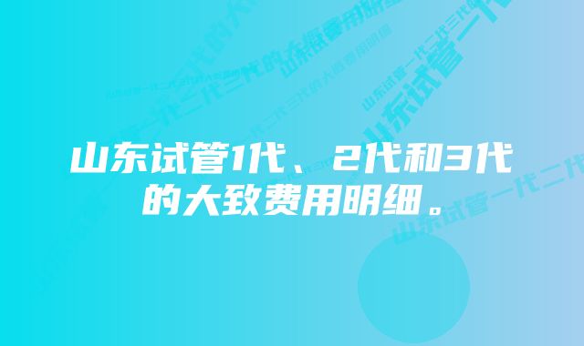 山东试管1代、2代和3代的大致费用明细。