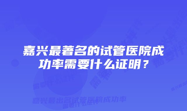 嘉兴最著名的试管医院成功率需要什么证明？