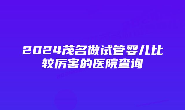 2024茂名做试管婴儿比较厉害的医院查询