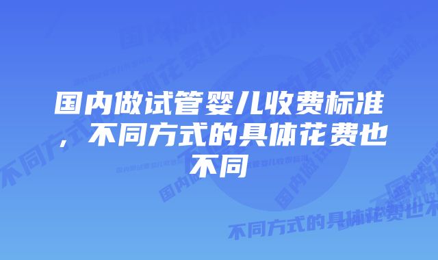 国内做试管婴儿收费标准，不同方式的具体花费也不同