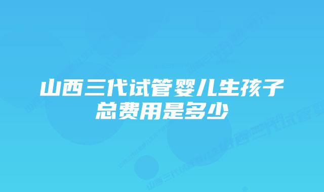 山西三代试管婴儿生孩子总费用是多少