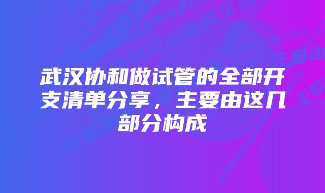 武汉协和做试管的全部开支清单分享，主要由这几部分构成