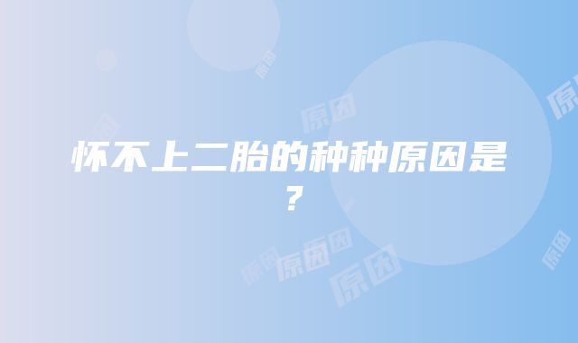 怀不上二胎的种种原因是？