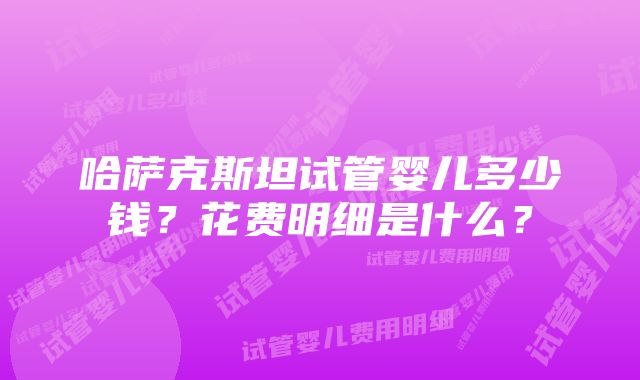 哈萨克斯坦试管婴儿多少钱？花费明细是什么？