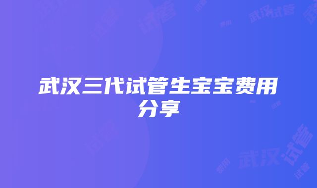 武汉三代试管生宝宝费用分享