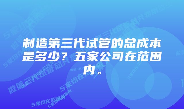 制造第三代试管的总成本是多少？五家公司在范围内。