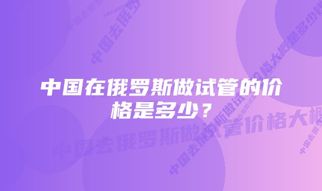 中国在俄罗斯做试管的价格是多少？