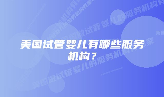 美国试管婴儿有哪些服务机构？