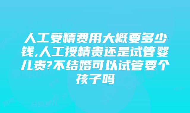 人工受精费用大概要多少钱,人工授精贵还是试管婴儿贵?不结婚可以试管要个孩子吗