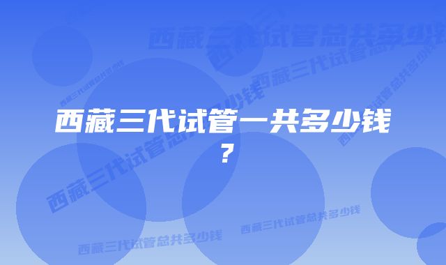 西藏三代试管一共多少钱？