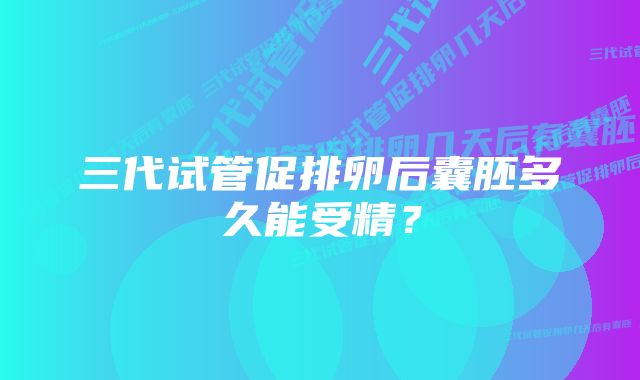 三代试管促排卵后囊胚多久能受精？