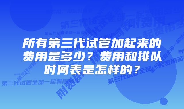 所有第三代试管加起来的费用是多少？费用和排队时间表是怎样的？