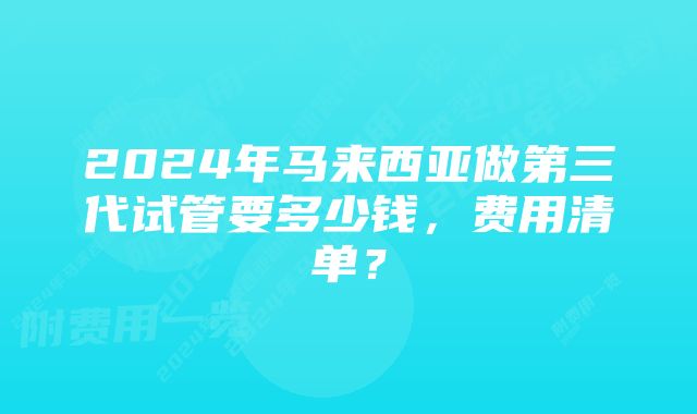 2024年马来西亚做第三代试管要多少钱，费用清单？