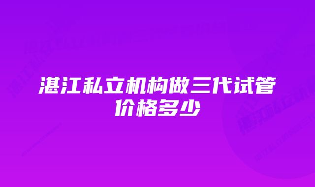 湛江私立机构做三代试管价格多少