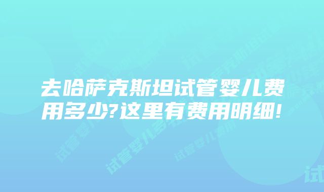 去哈萨克斯坦试管婴儿费用多少?这里有费用明细!