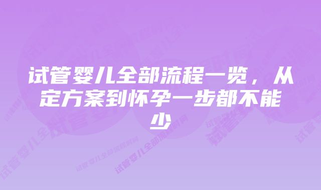 试管婴儿全部流程一览，从定方案到怀孕一步都不能少