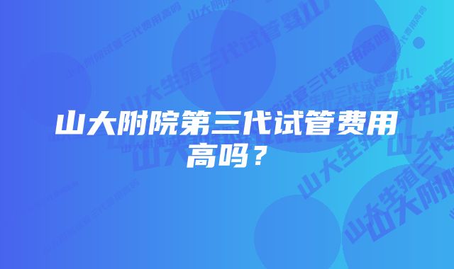 山大附院第三代试管费用高吗？