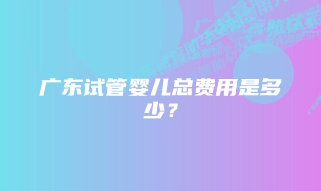 广东试管婴儿总费用是多少？