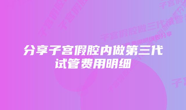 分享子宫假腔内做第三代试管费用明细