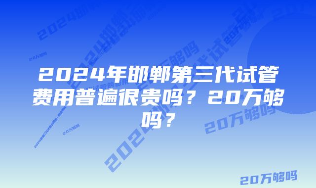 2024年邯郸第三代试管费用普遍很贵吗？20万够吗？