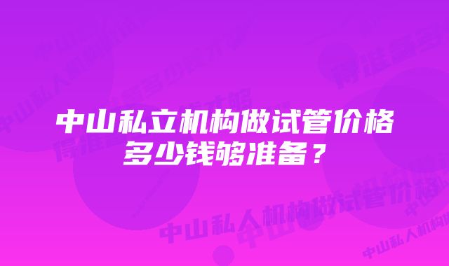 中山私立机构做试管价格多少钱够准备？