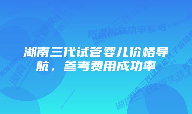 湖南三代试管婴儿价格导航，参考费用成功率