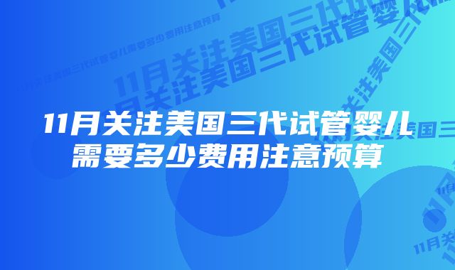 11月关注美国三代试管婴儿需要多少费用注意预算