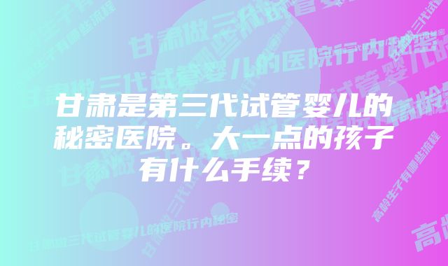 甘肃是第三代试管婴儿的秘密医院。大一点的孩子有什么手续？