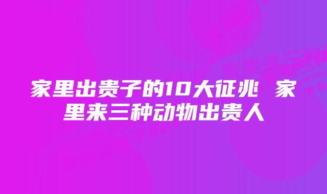 家里出贵子的10大征兆 家里来三种动物出贵人