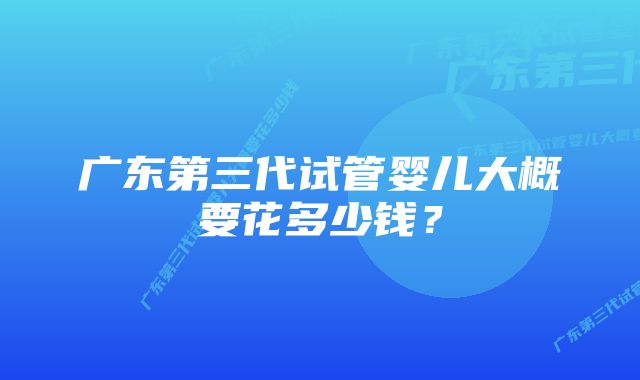 广东第三代试管婴儿大概要花多少钱？