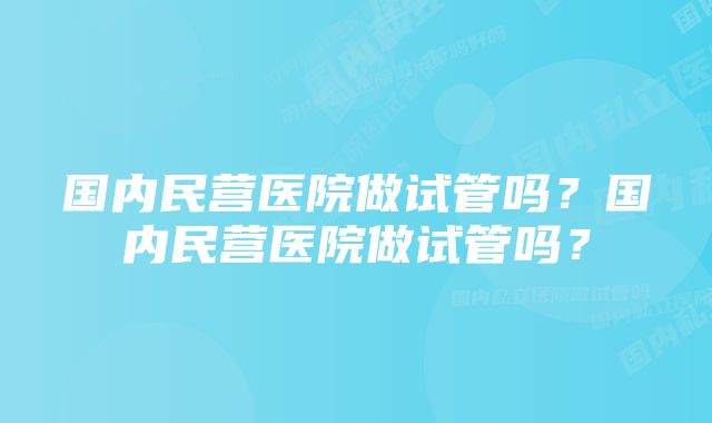 国内民营医院做试管吗？国内民营医院做试管吗？