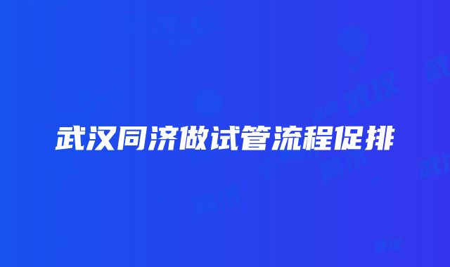 武汉同济做试管流程促排