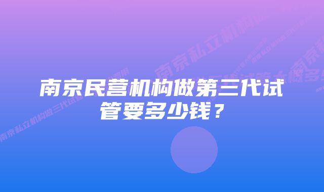 南京民营机构做第三代试管要多少钱？