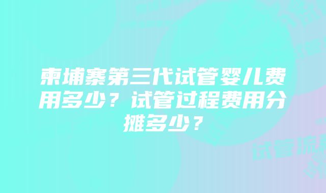 柬埔寨第三代试管婴儿费用多少？试管过程费用分摊多少？