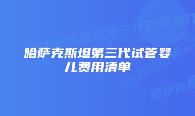 哈萨克斯坦第三代试管婴儿费用清单