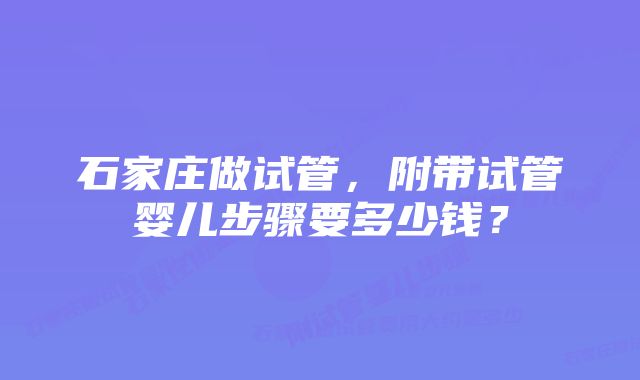 石家庄做试管，附带试管婴儿步骤要多少钱？