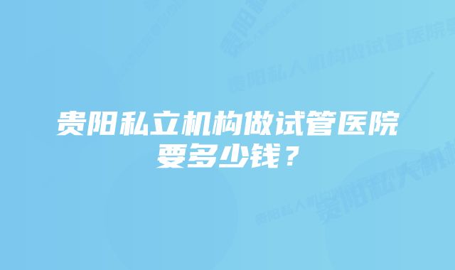 贵阳私立机构做试管医院要多少钱？