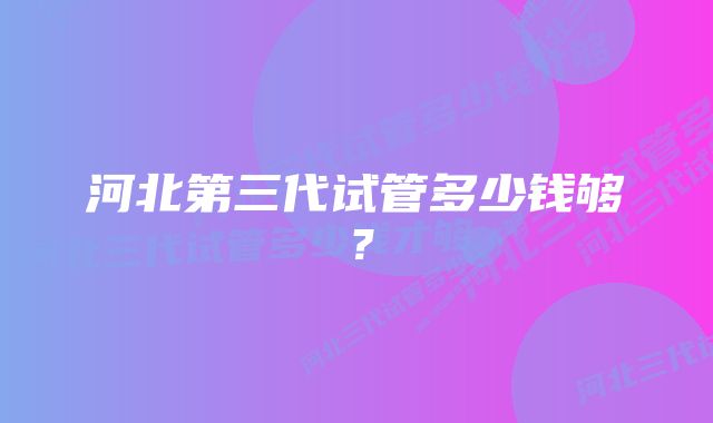 河北第三代试管多少钱够？