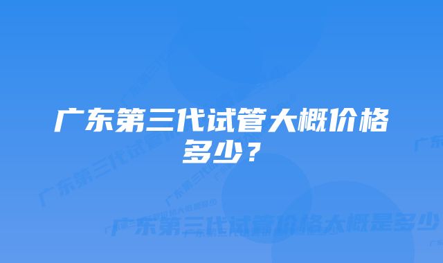 广东第三代试管大概价格多少？