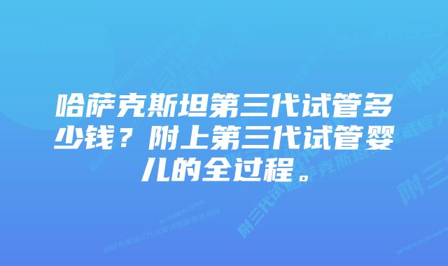 哈萨克斯坦第三代试管多少钱？附上第三代试管婴儿的全过程。