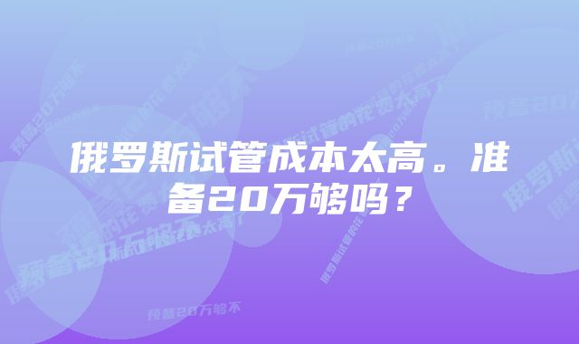 俄罗斯试管成本太高。准备20万够吗？