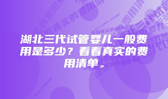 湖北三代试管婴儿一般费用是多少？看看真实的费用清单。