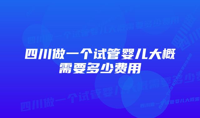 四川做一个试管婴儿大概需要多少费用